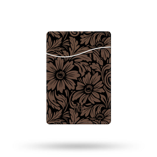 Faux Floral Tooled Leather Phone Wallet / Card Holder