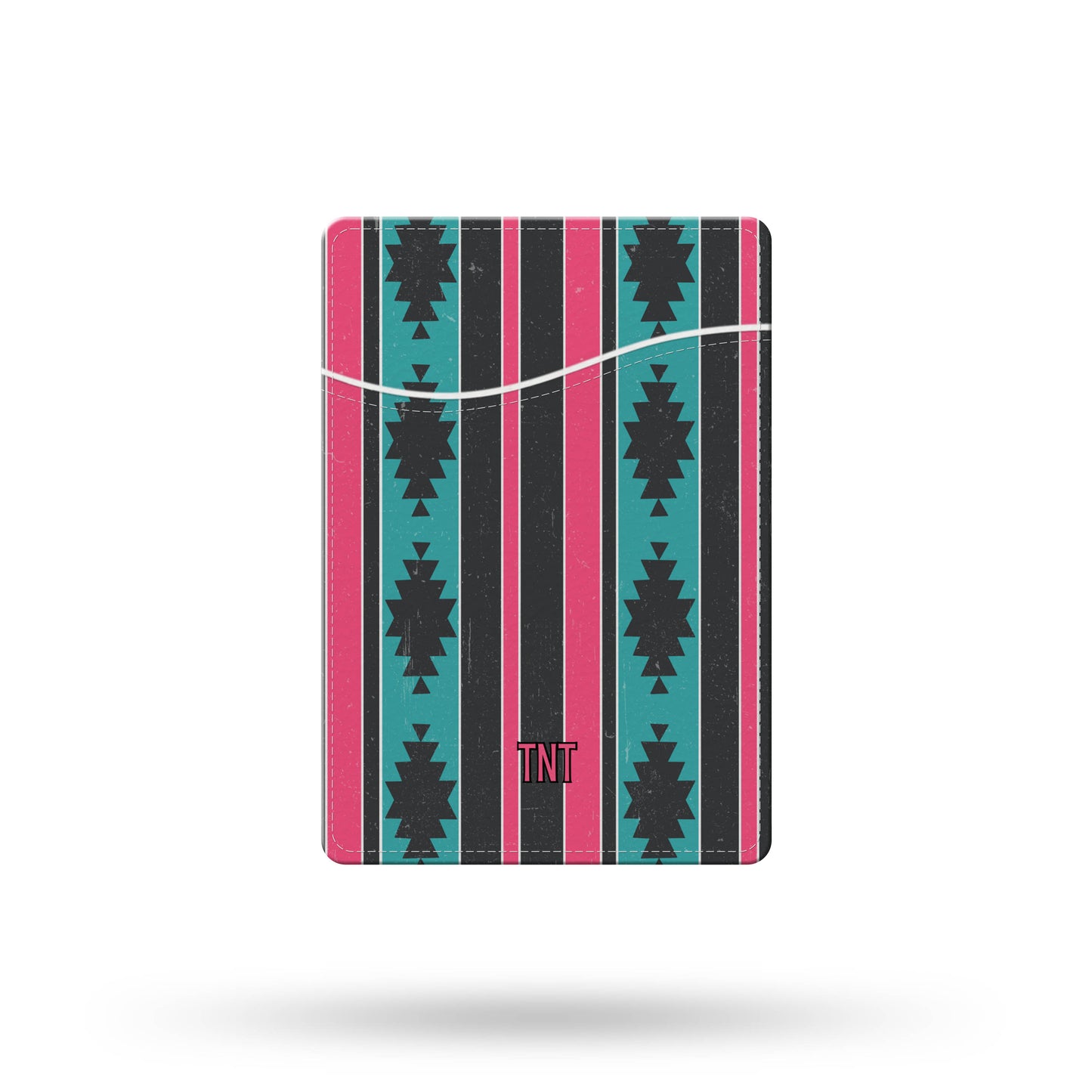 Pink and Turquoise Distressed Aztec Phone Wallet / Card Holder