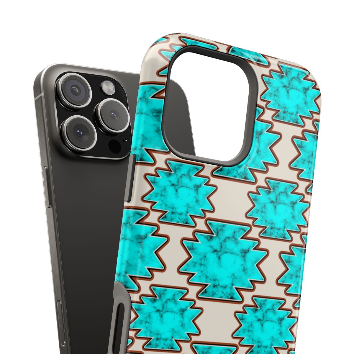 Turquoise Marble Aztec Western Tough Magnetic Mobile Phone Case