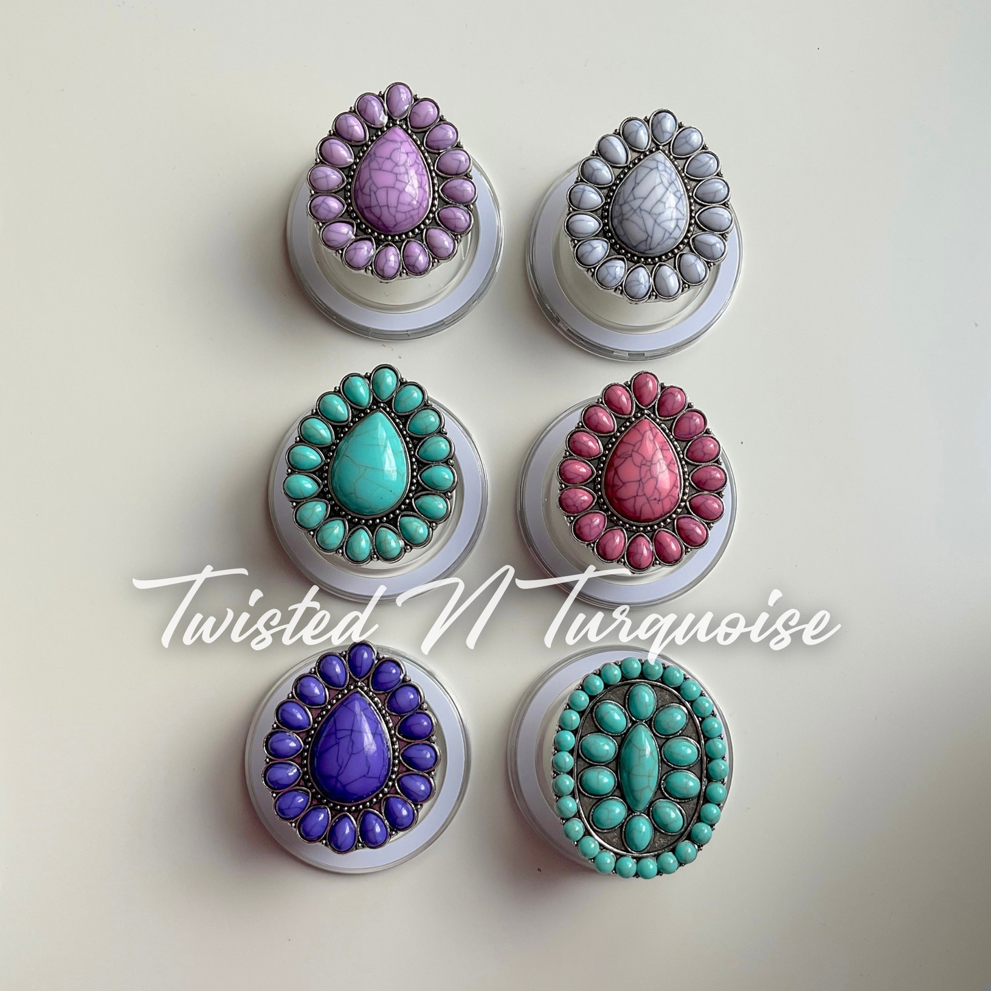 Turquoise Oval Western Concho Magnetic/Adhesive Phone Grip