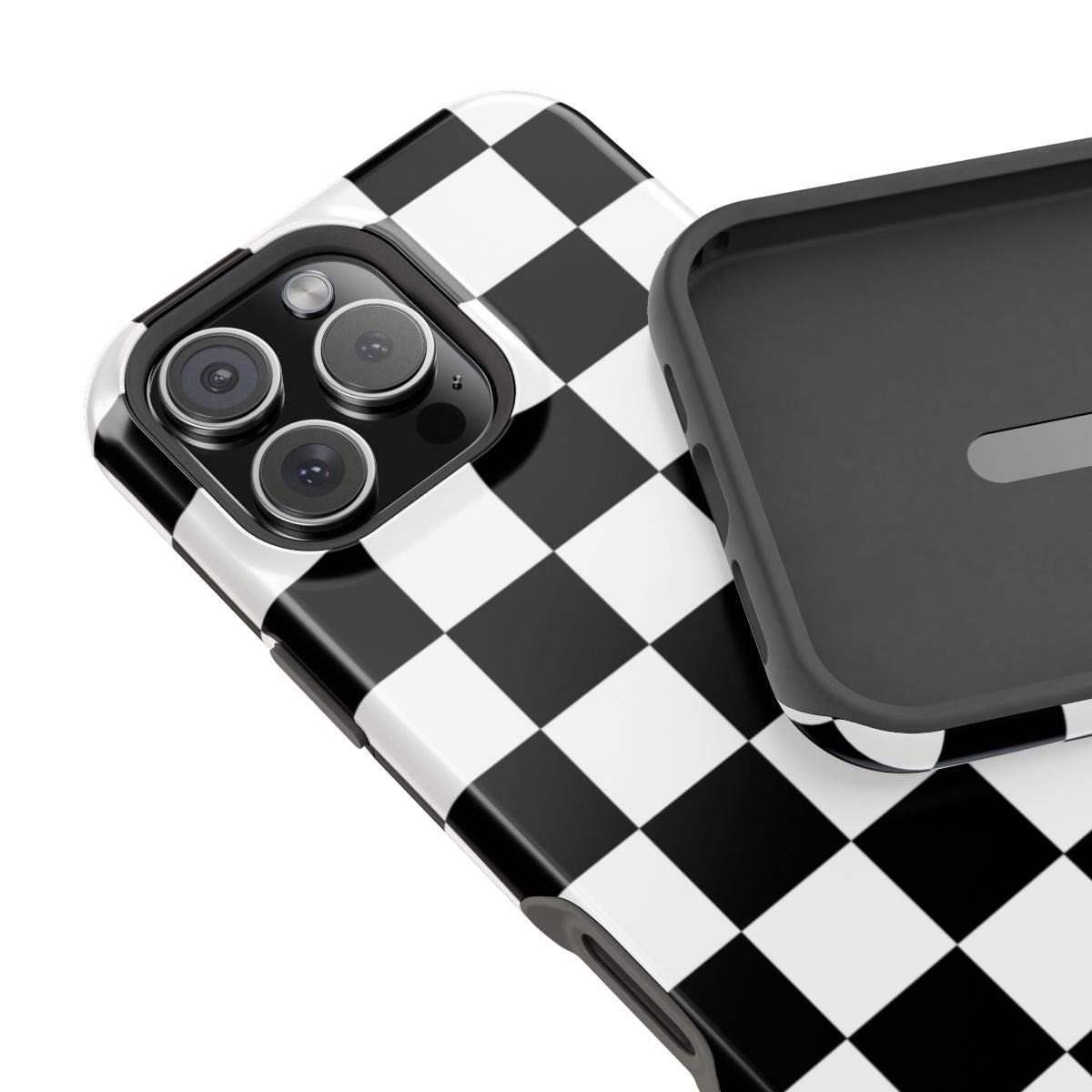 Black and White Checkered Boho Trendy Tough Magnetic Mobile Phone Case