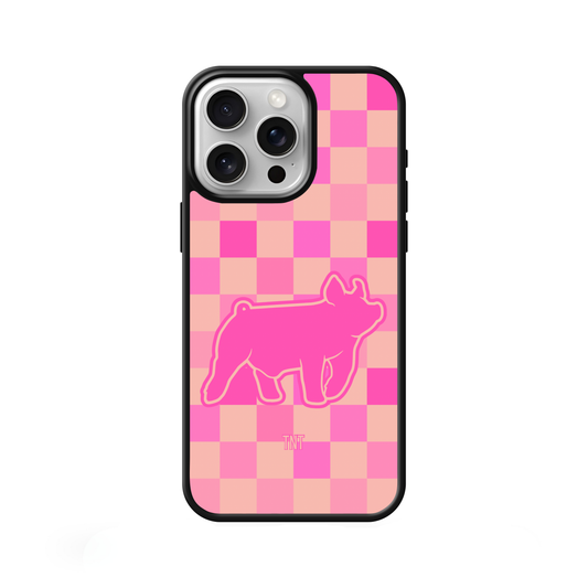 Pink Pig Checkered Livestock Edge Phone Case