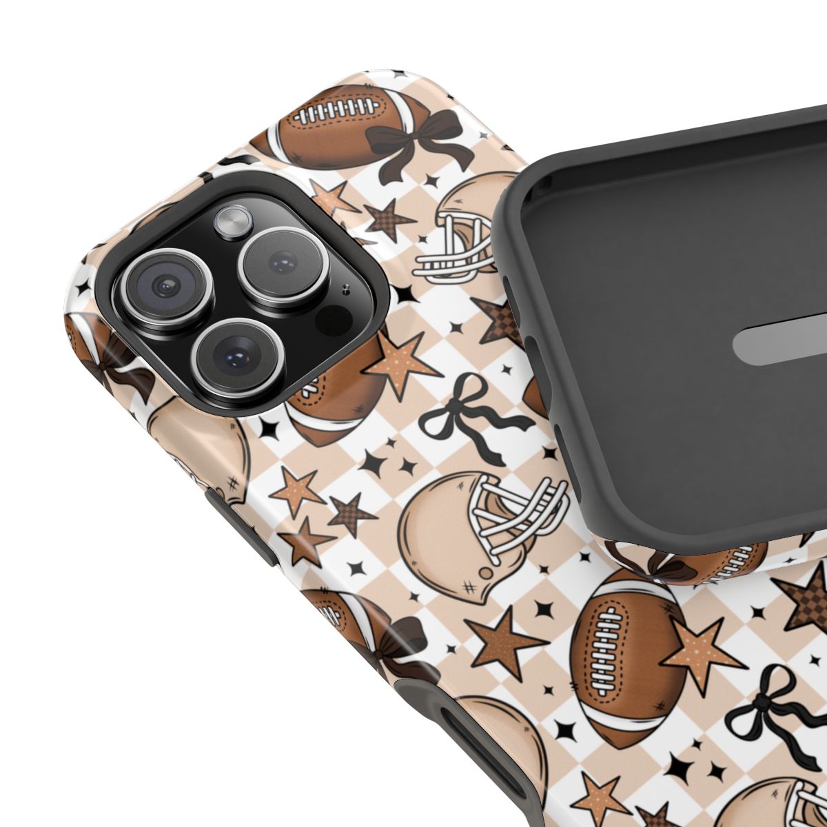 Girly Coquette Boho Checkered Football Tough Magnetic Mobile Phone Case