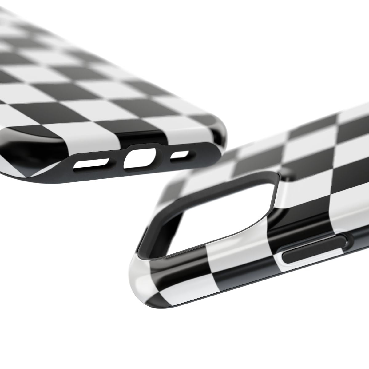 Black and White Checkered Boho Trendy Tough Magnetic Mobile Phone Case