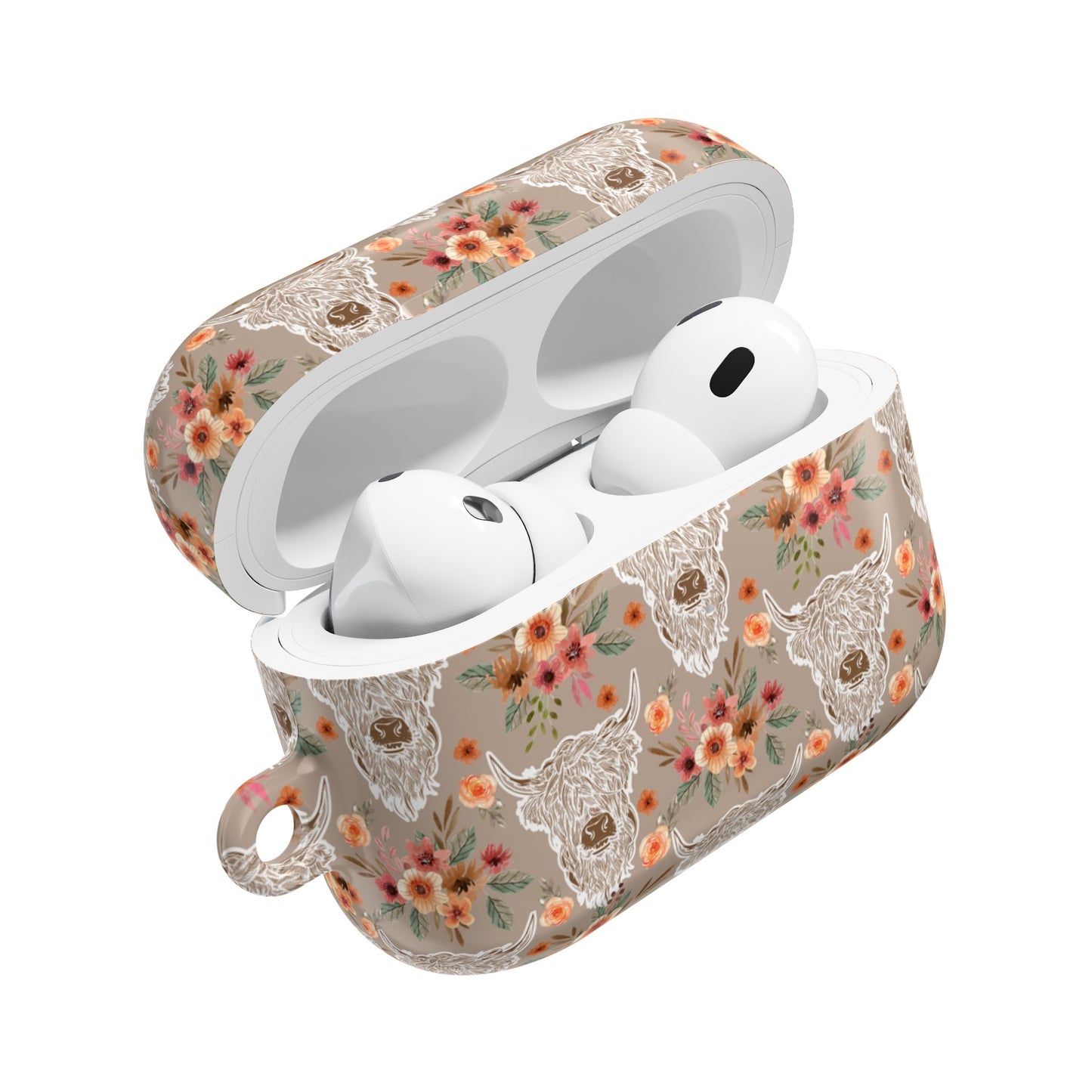 Floral Highland Cow Western Country AirPod Case