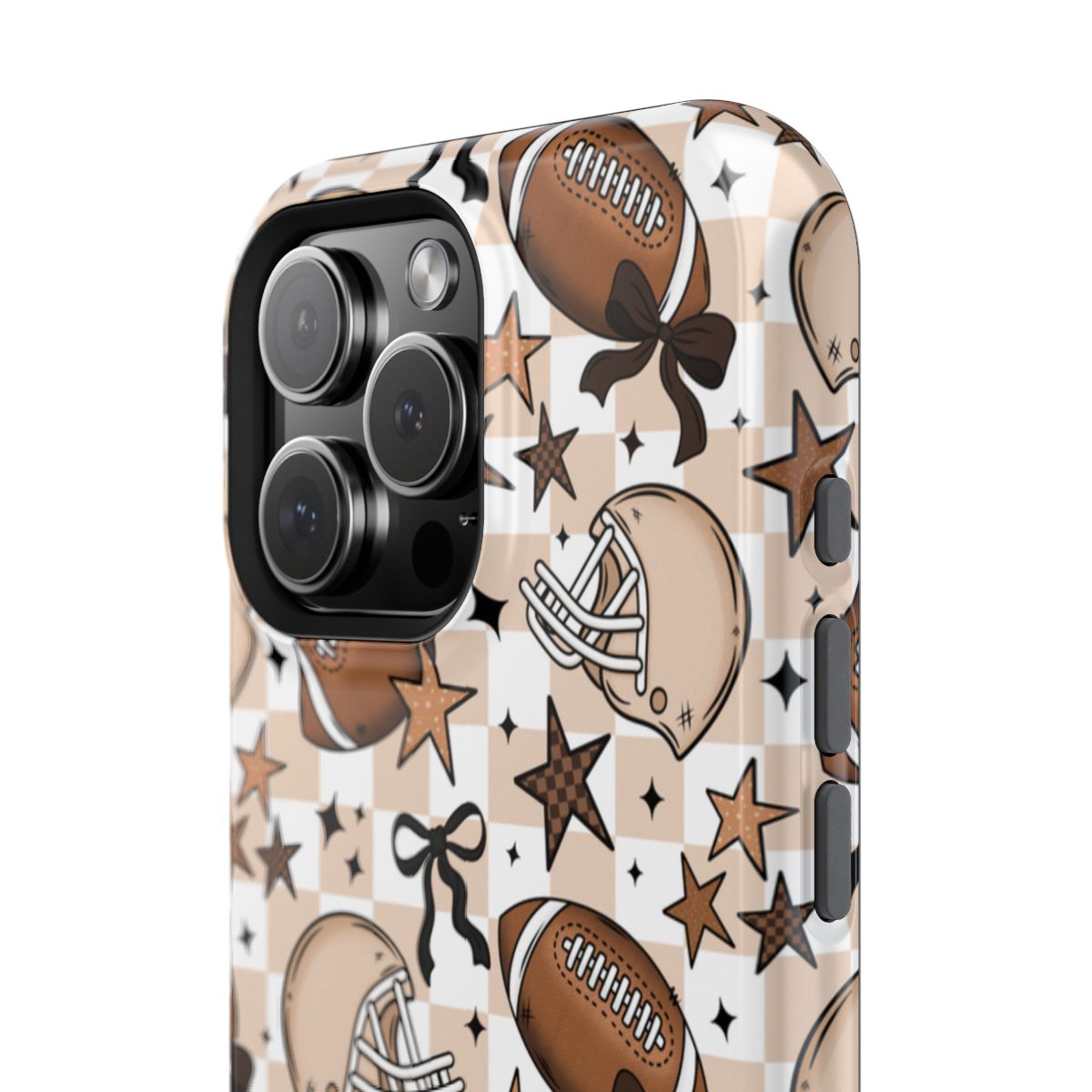 Girly Coquette Boho Checkered Football Tough Magnetic Mobile Phone Case