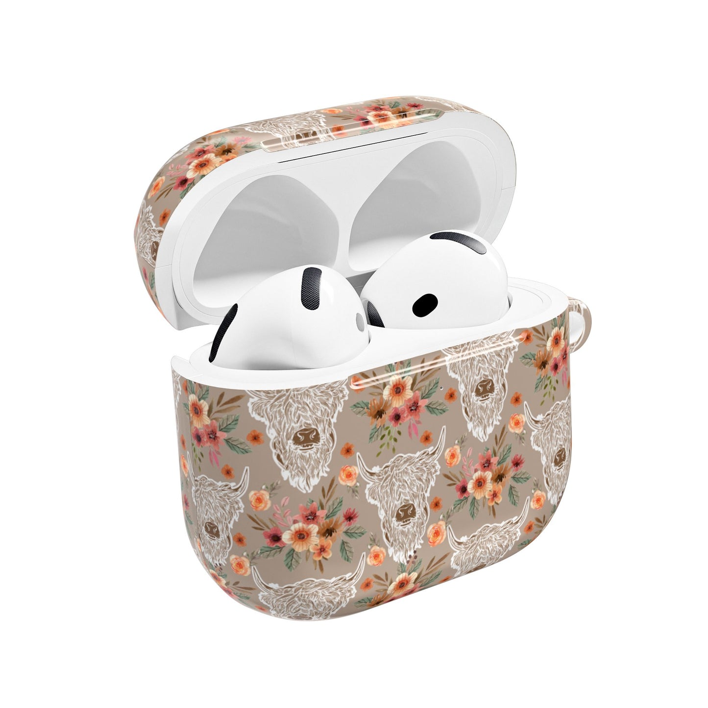 Floral Highland Cow Western Country AirPod Case