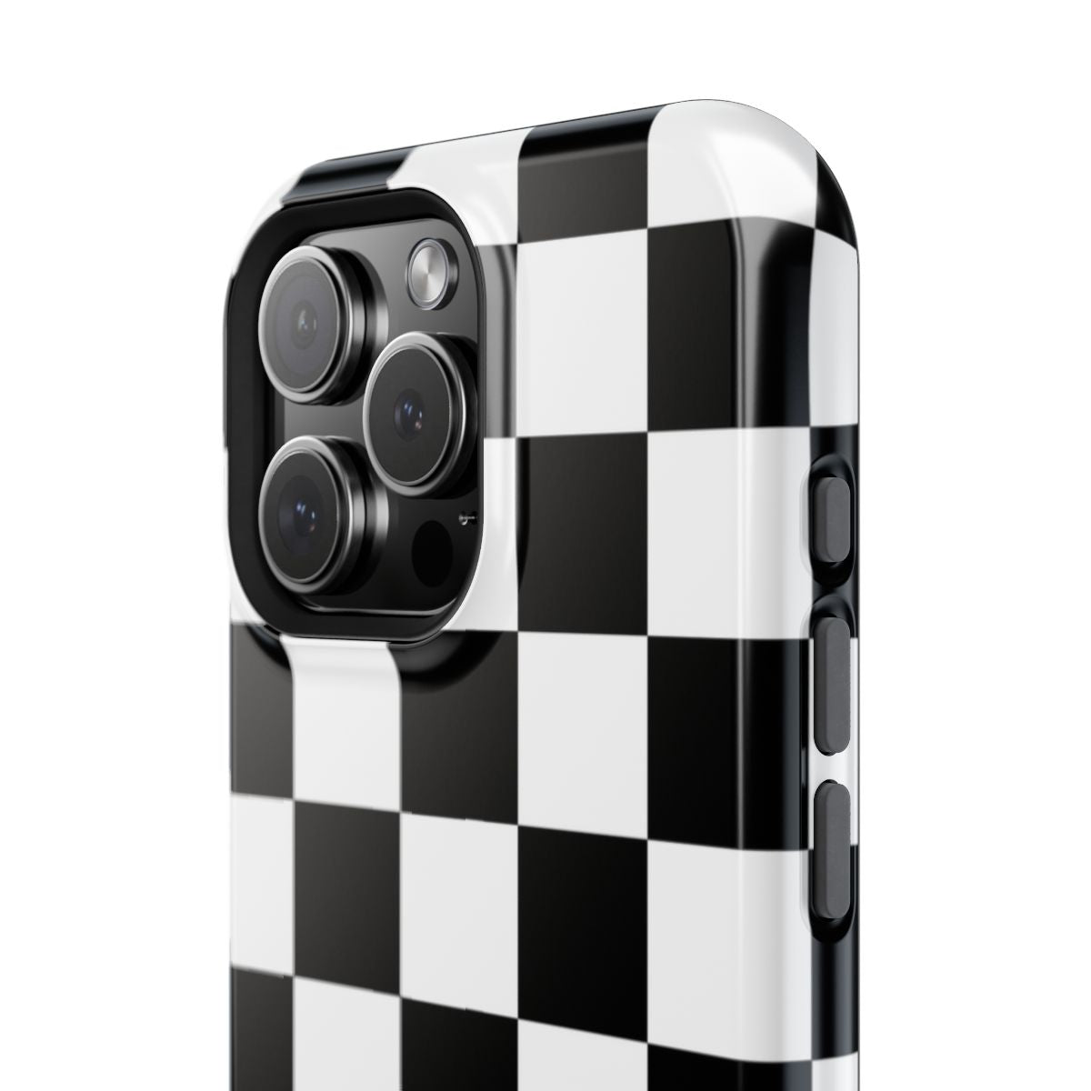 Black and White Checkered Boho Trendy Tough Magnetic Mobile Phone Case