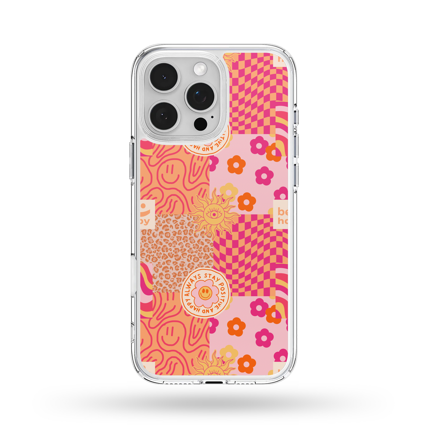Stay Happy Pink Preppy MagSafe Compatible Phone Case