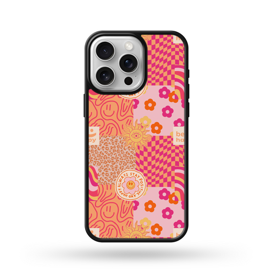 Stay Happy Pink Preppy MagSafe Compatible Phone Case
