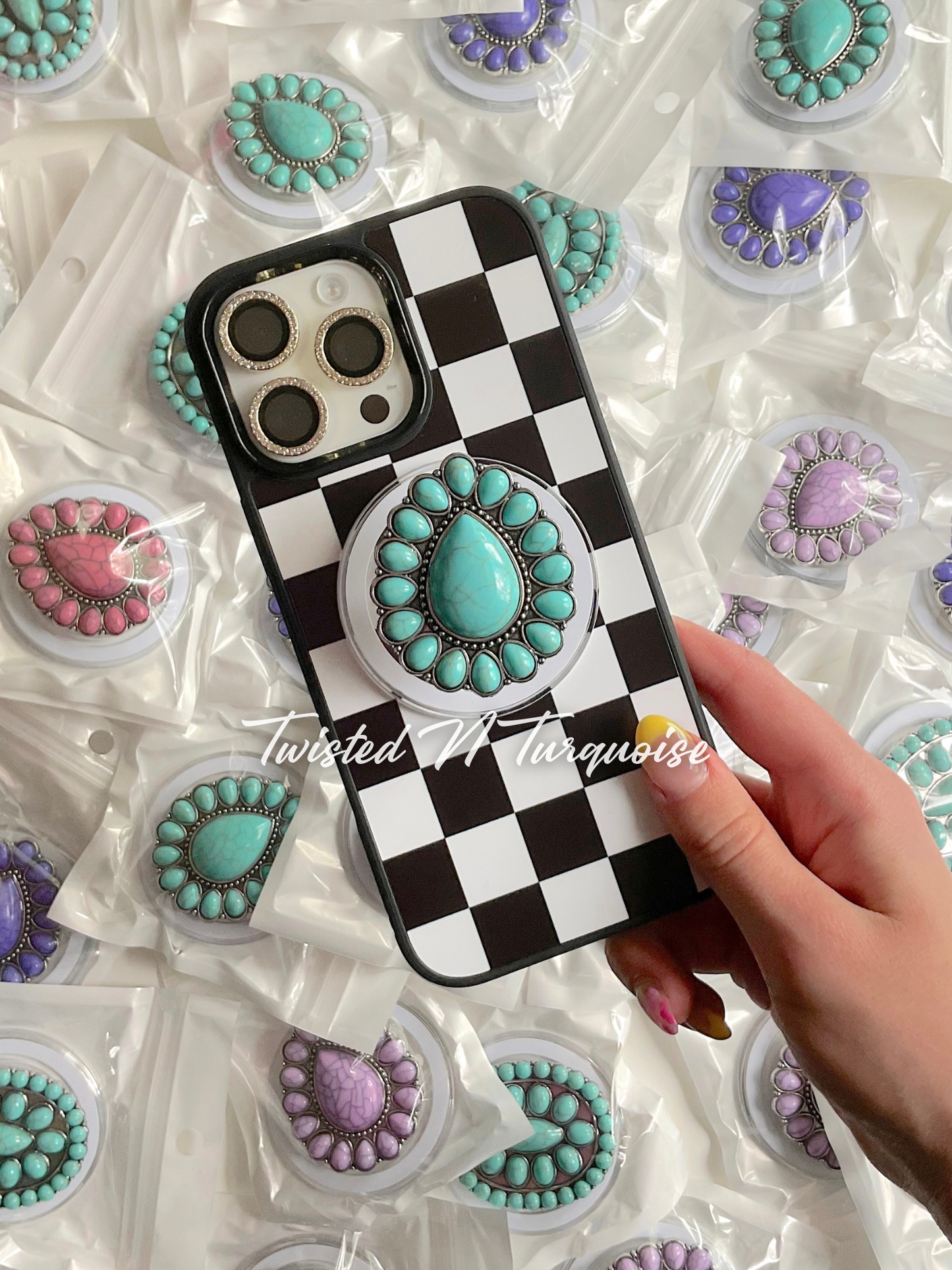 Turquoise Teardrop Western Concho Magnetic/Adhesive Phone Grip