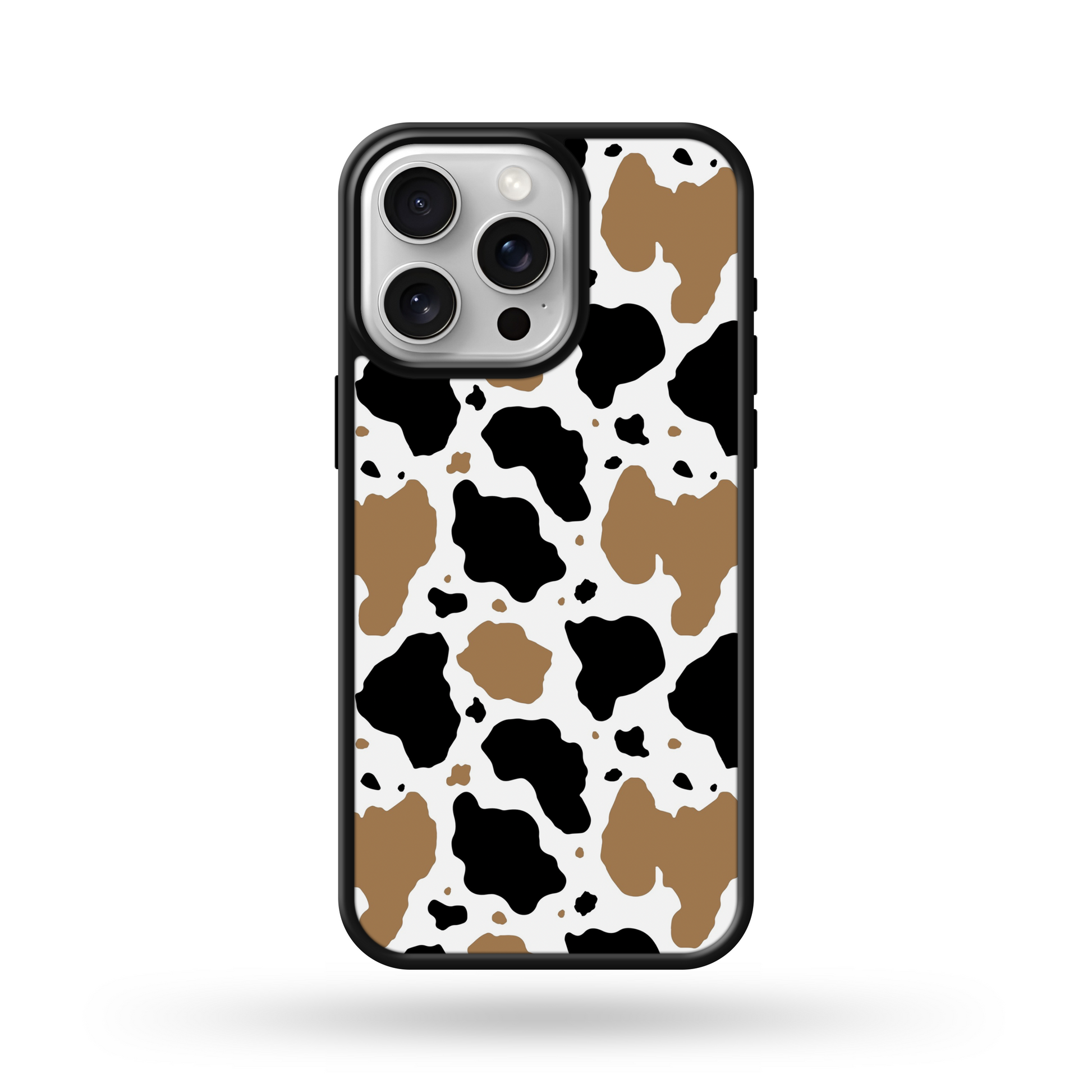 Brown & Black Cowprint Phone Case Galaxy S25 / Black Edge NON MagSafe / Glossy Finish Brown & Black Cowprint Phone Case Galaxy S25 / Black Edge NON MagSafe / Glossy Finish
