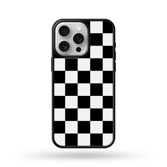 Black & White Checkered MagSafe Compatible Phone Case