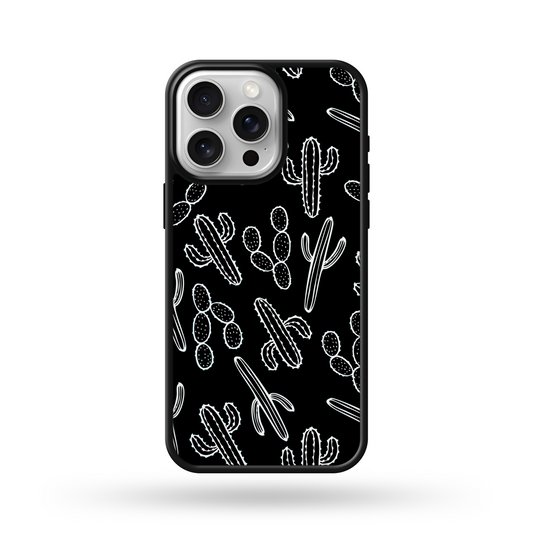 Black and White Cactus MagSafe Compatible Phone Case
