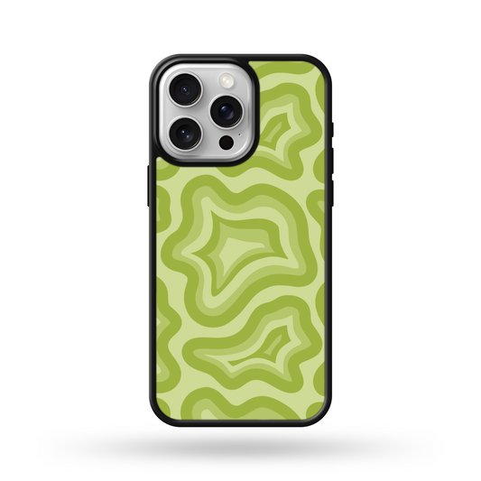 Lime Retro Swirls MagSafe Compatible Phone Case