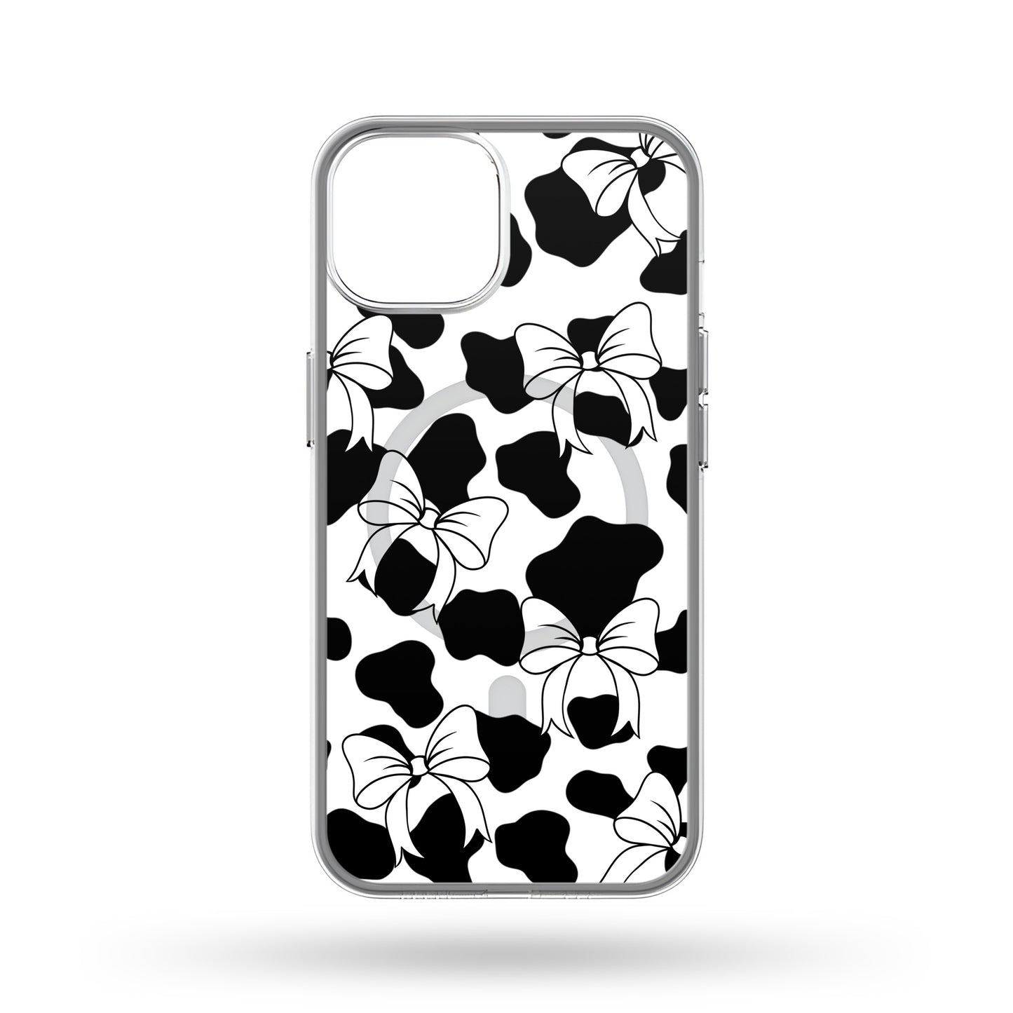 Clear Cowprint Bow MagSafe Phone Case