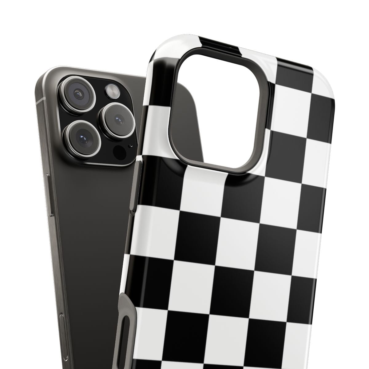 Black and White Checkered Boho Trendy Tough Magnetic Mobile Phone Case