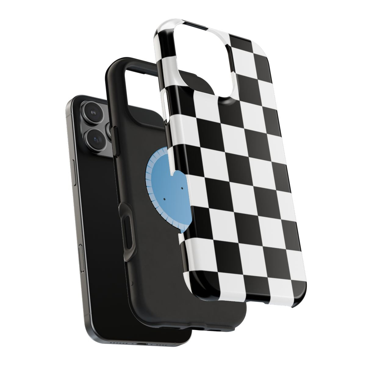 Black and White Checkered Boho Trendy Tough Magnetic Mobile Phone Case