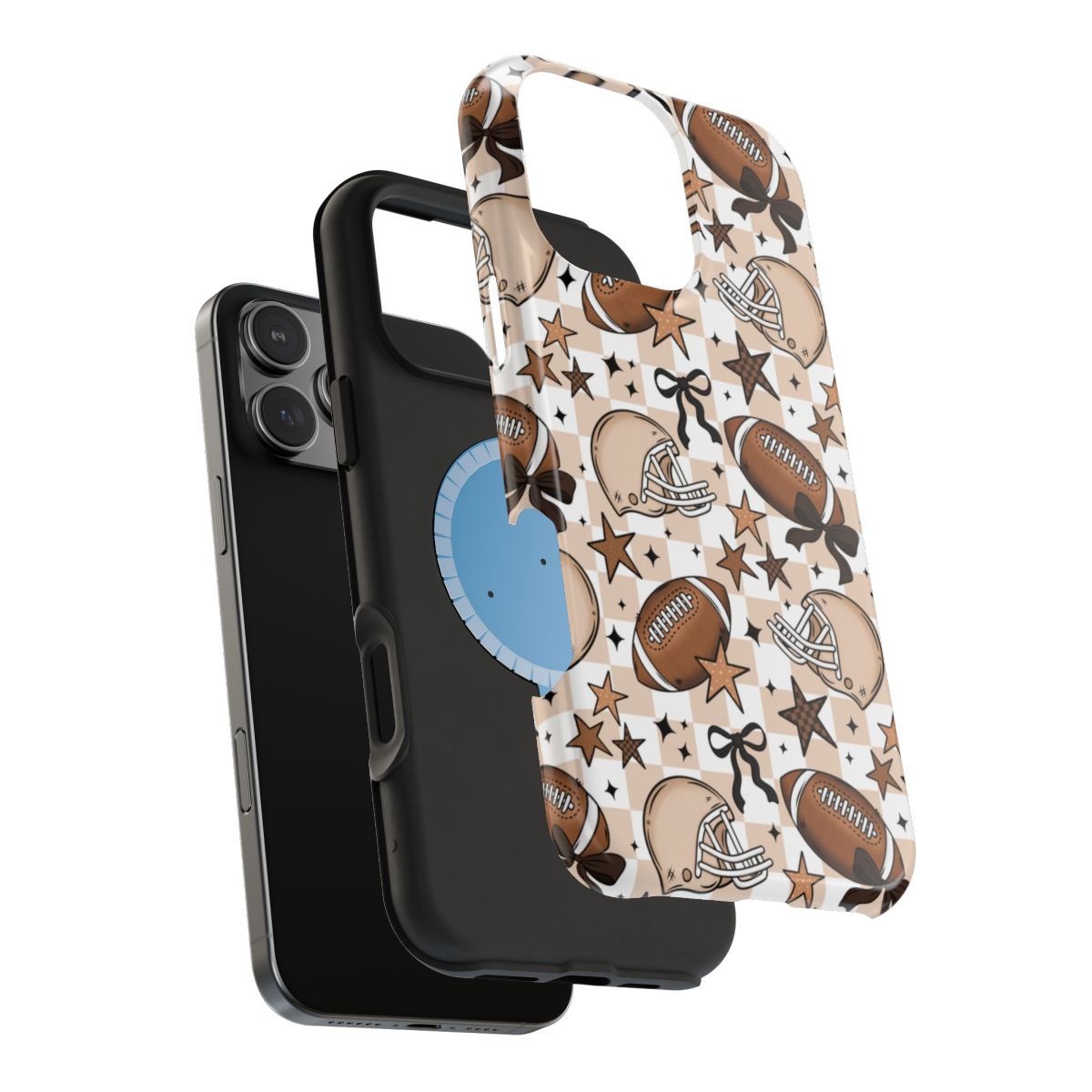 Girly Coquette Boho Checkered Football Tough Magnetic Mobile Phone Case