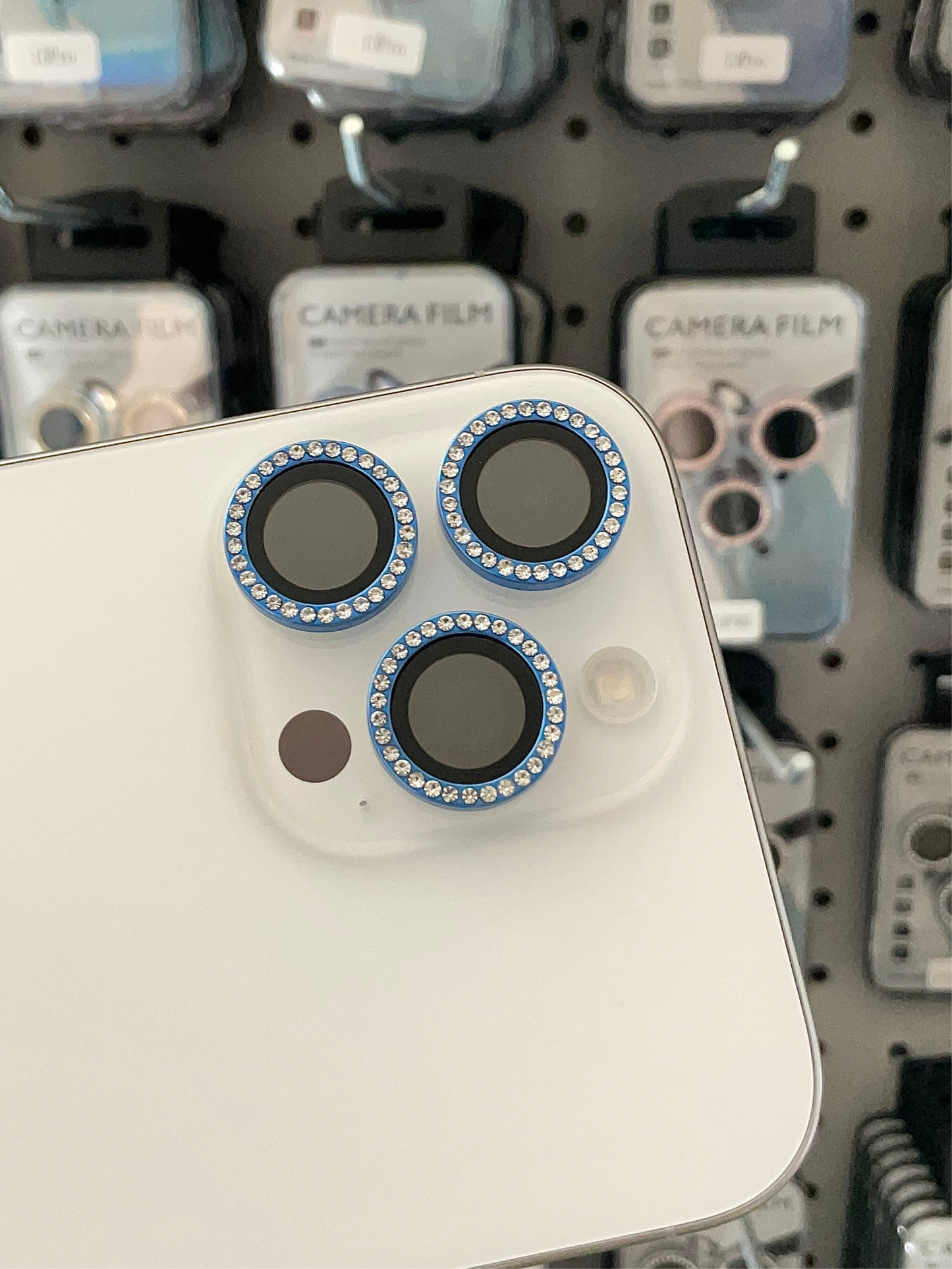 Blue camera phone lens protector
