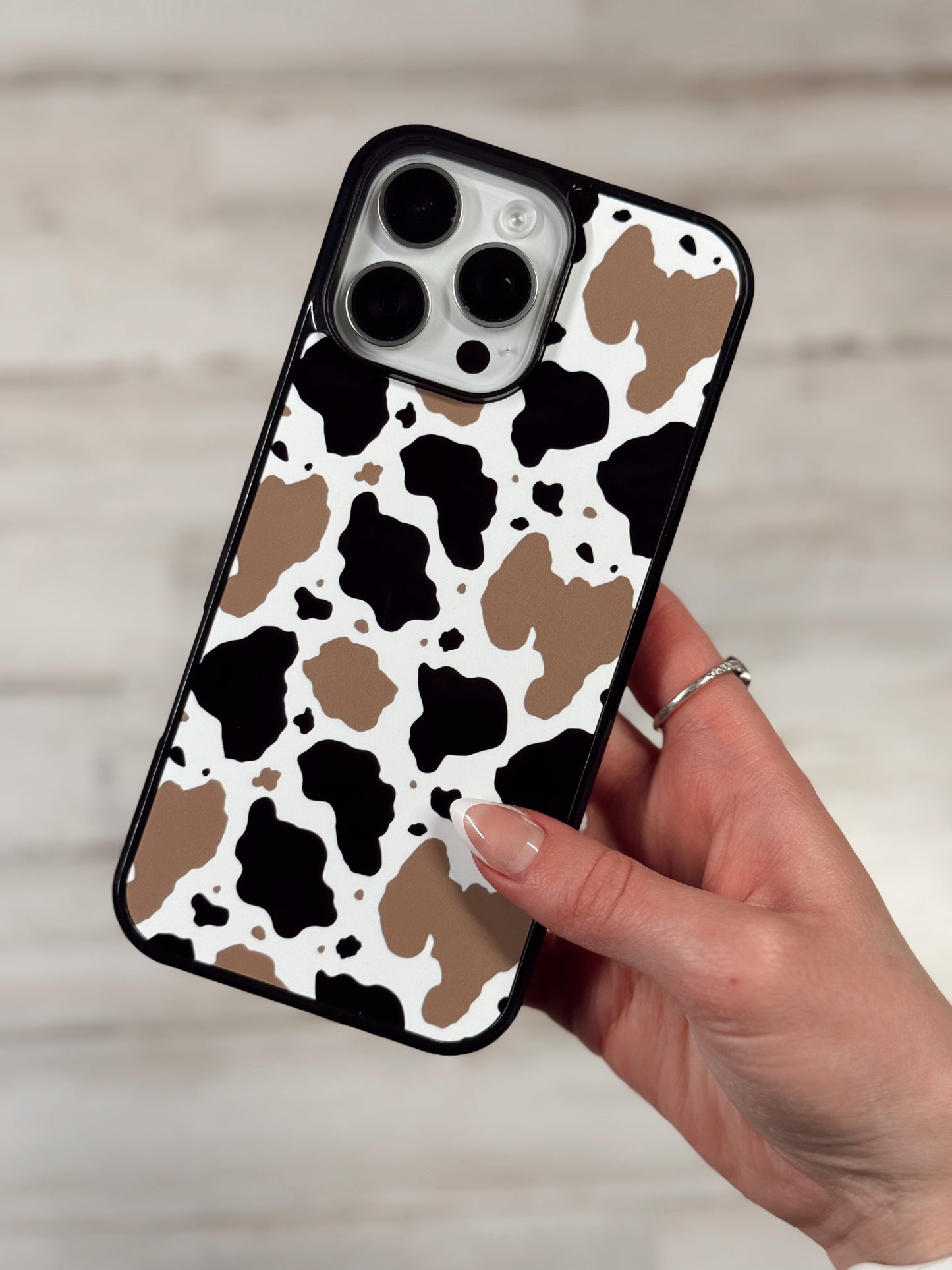Brown & Black Cowprint MagSafe Compatible Phone Case
