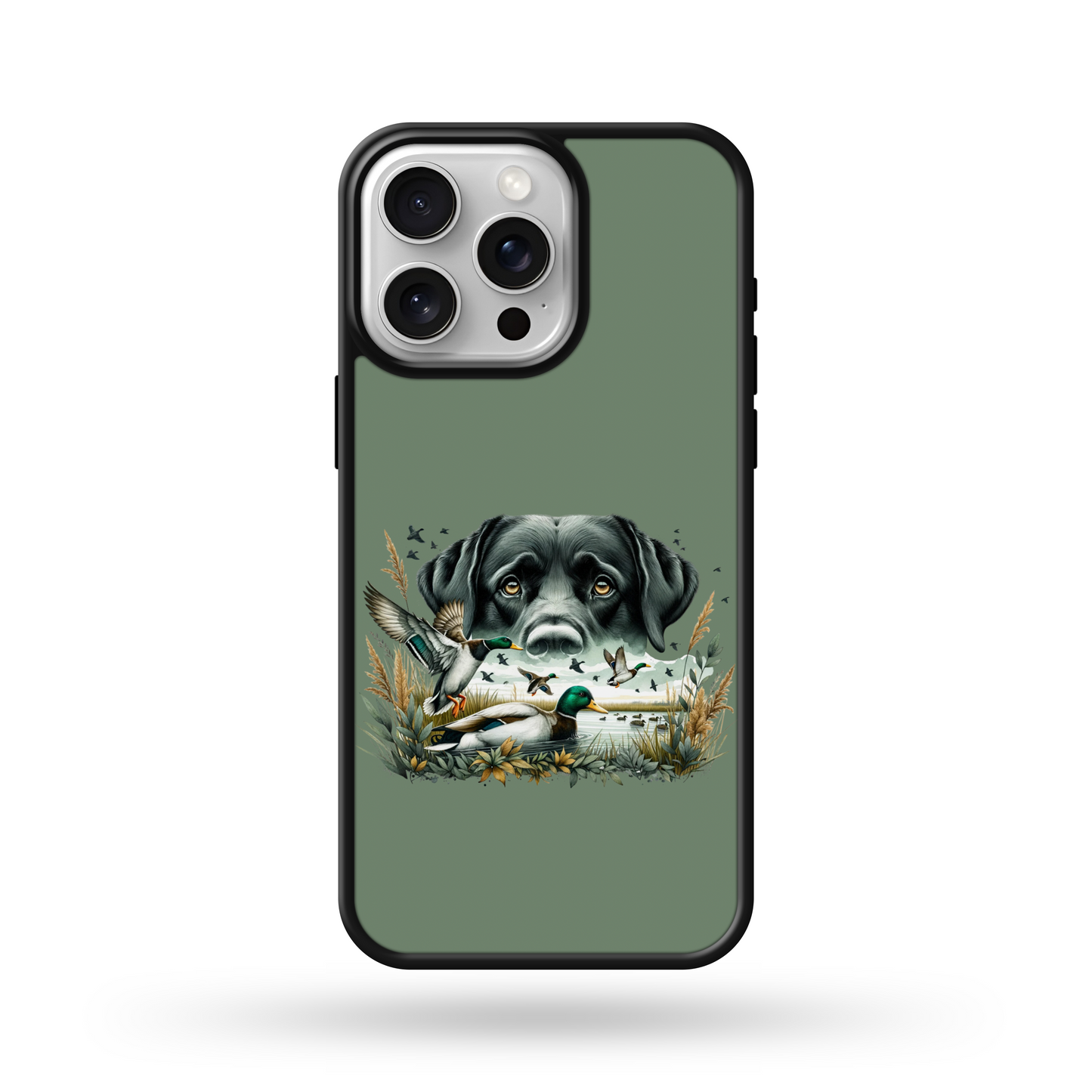 Green Black Lab Duck MagSafe Compatible Phone Case