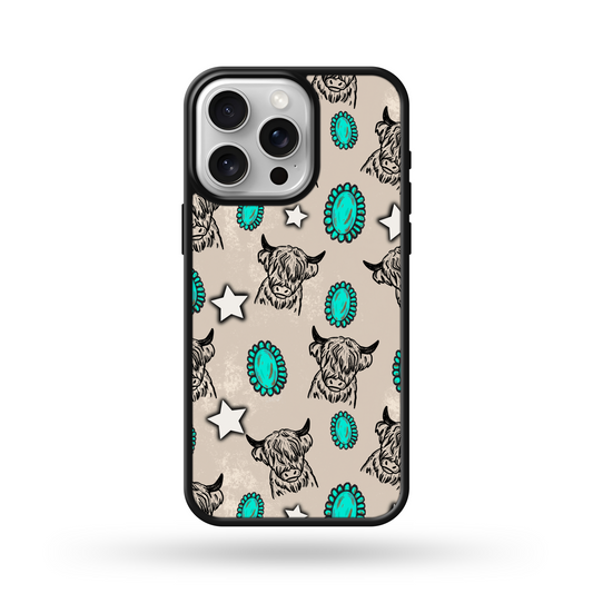 Highland Cow & Conchos MagSafe Compatible Phone Case