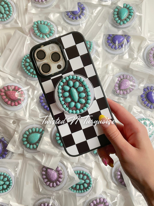 Turquoise Oval Western Concho Magnetic/Adhesive Phone Grip