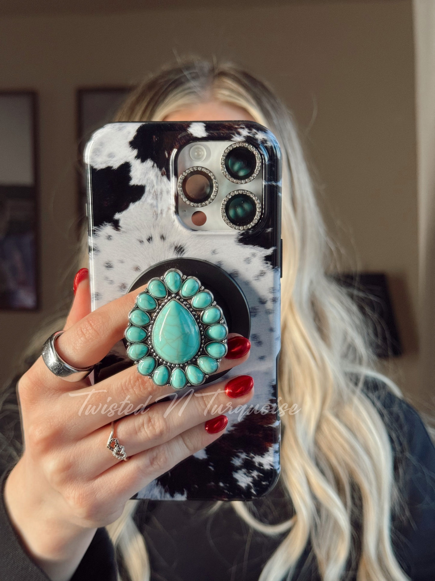 Turquoise Teardrop Western Concho Magnetic/Adhesive Phone Grip