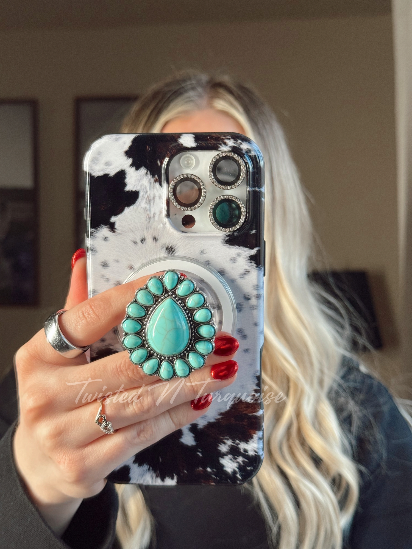 Turquoise Teardrop Western Concho Magnetic/Adhesive Phone Grip