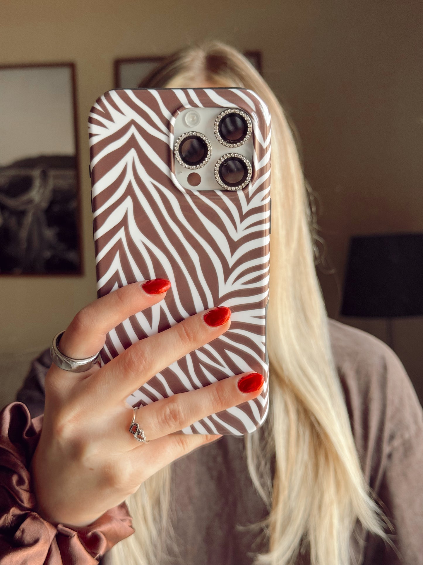 Brown Zebra Print Boho Tough Magsafe Phone Case