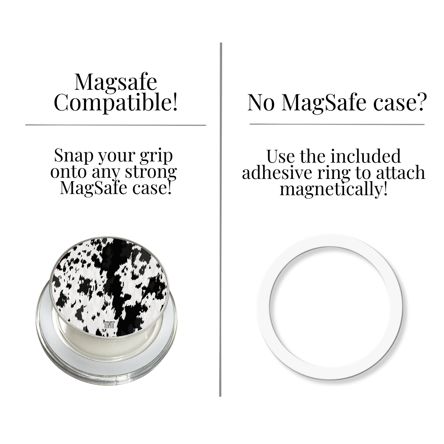 Pink Cowprint Bow Magnetic Phone Grip