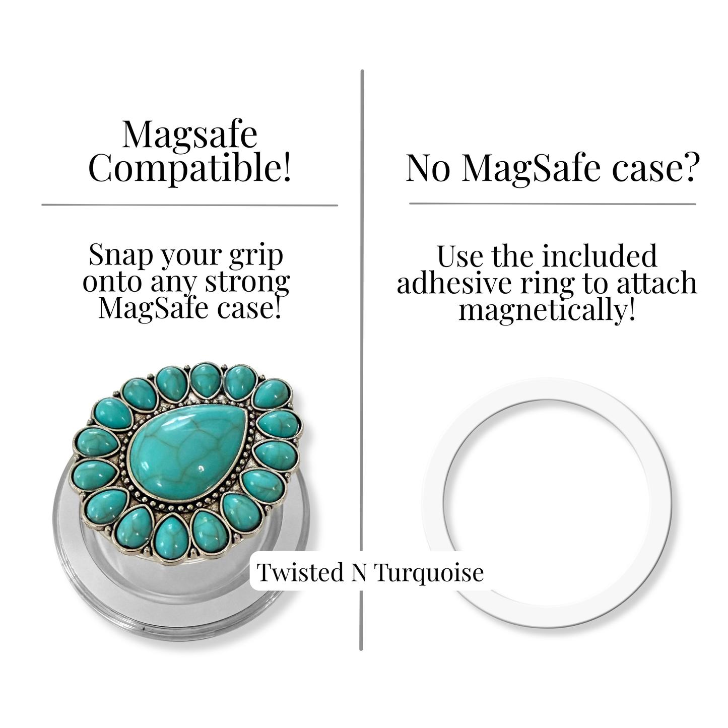 Turquoise Teardrop Western Concho Magnetic/Adhesive Phone Grip