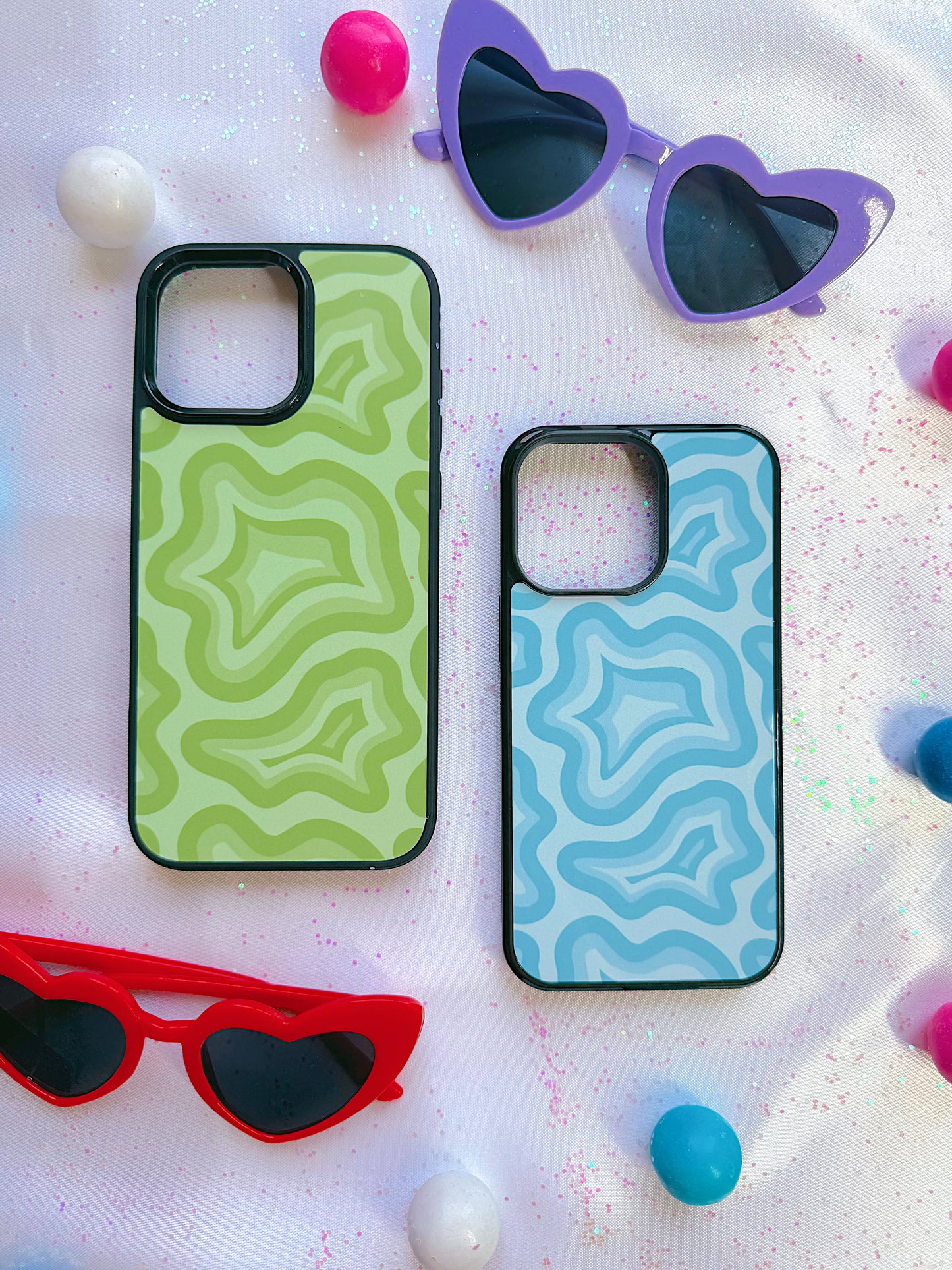 Lime Retro Swirls MagSafe Compatible Phone Case