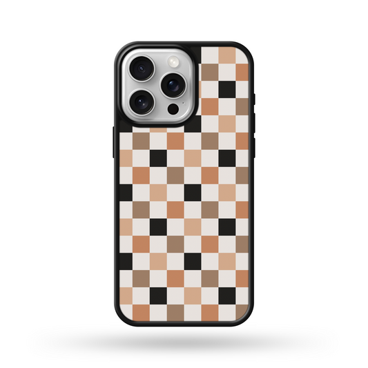 Peachy Neutrals Checkered MagSafe Compatible Phone Case