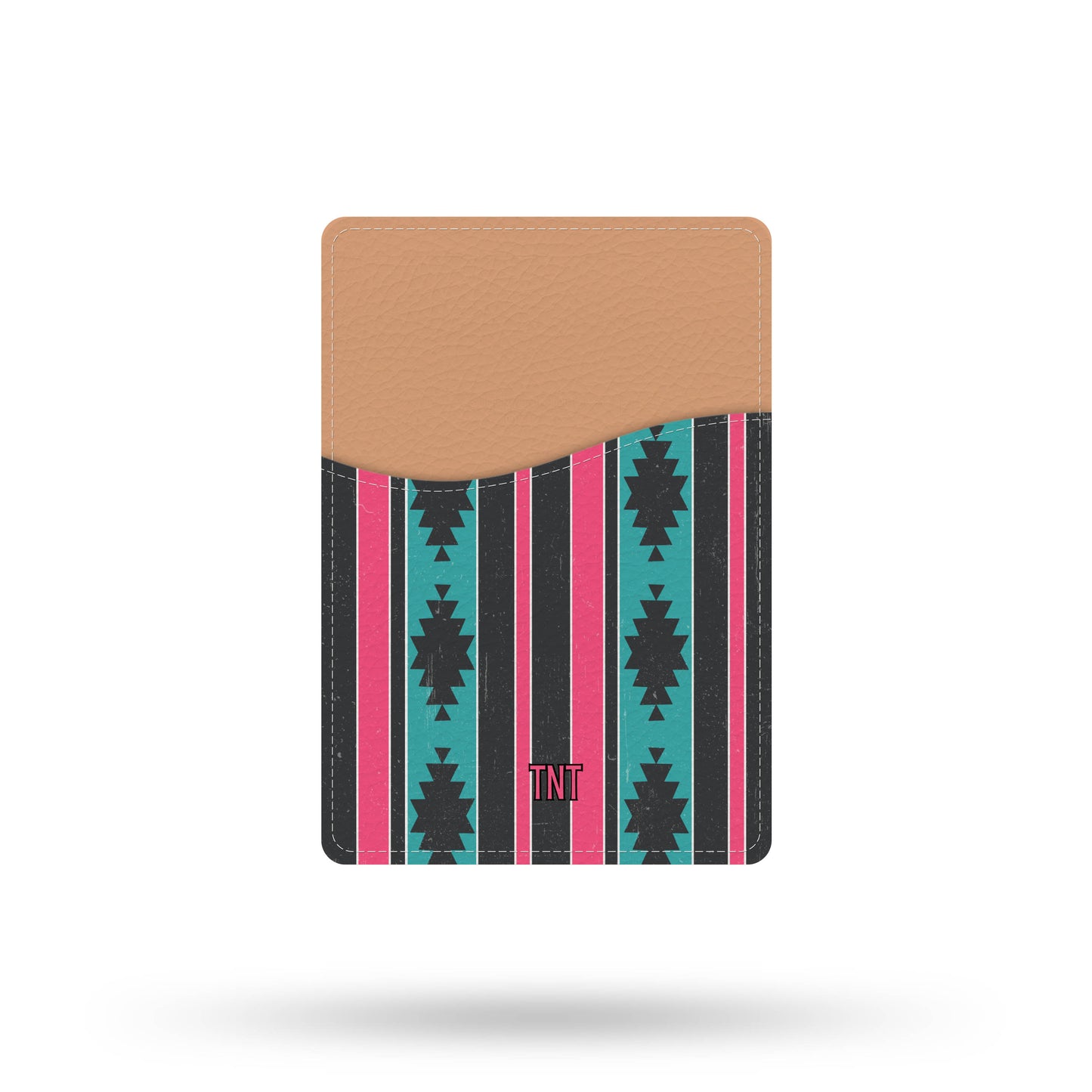 Pink and Turquoise Distressed Aztec Phone Wallet / Card Holder