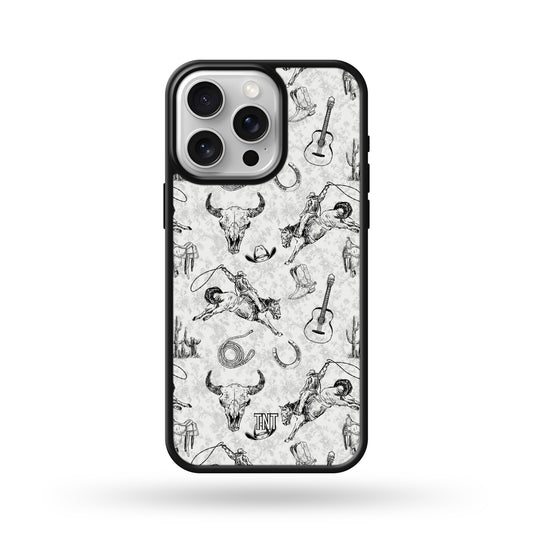 Cowboy Collage Black and White Edge Phone Case