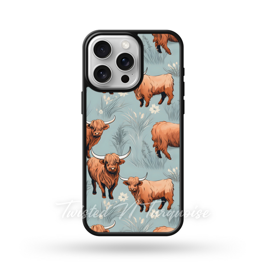 Blue Highland Cow Edge Phone Case