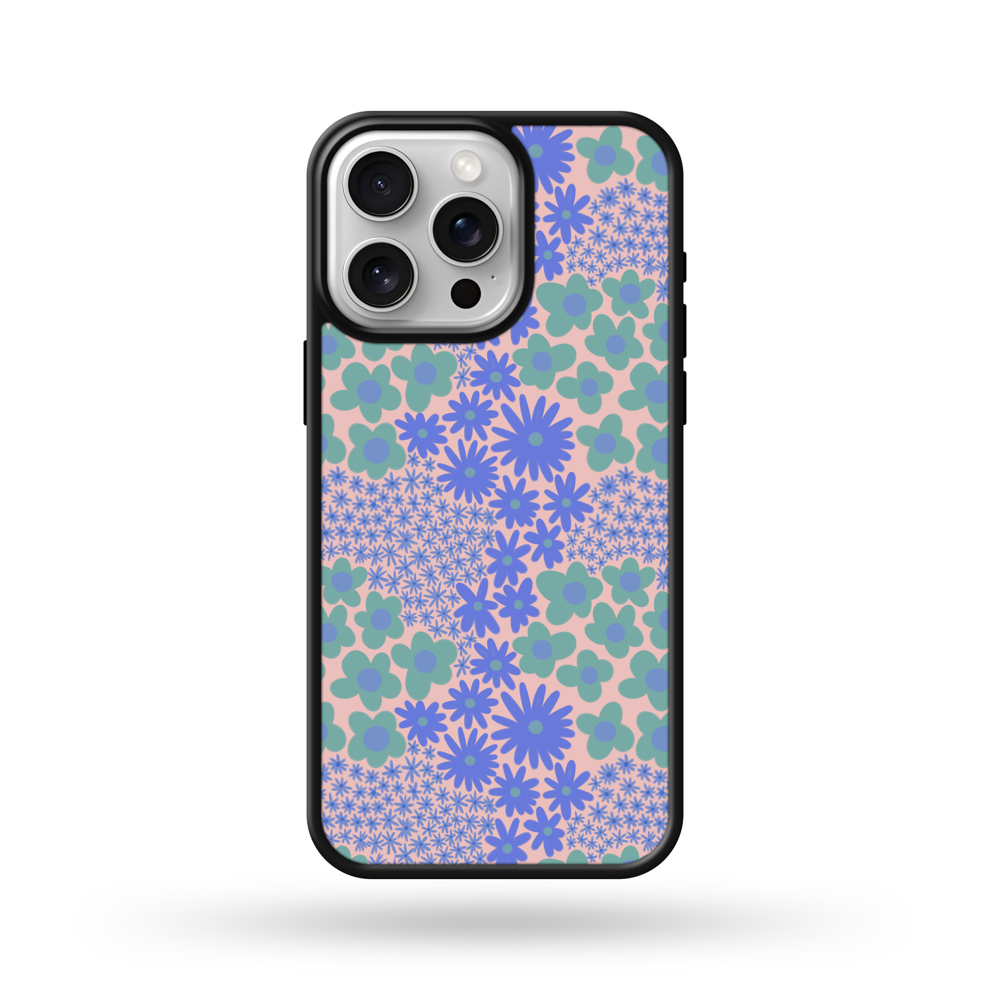 Blue Preppy Flowers MagSafe Compatible Phone Case