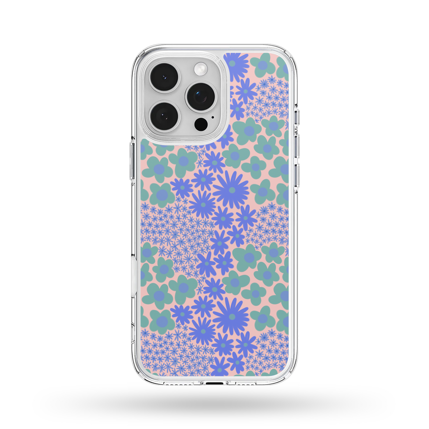 Blue Preppy Flowers MagSafe Compatible Phone Case