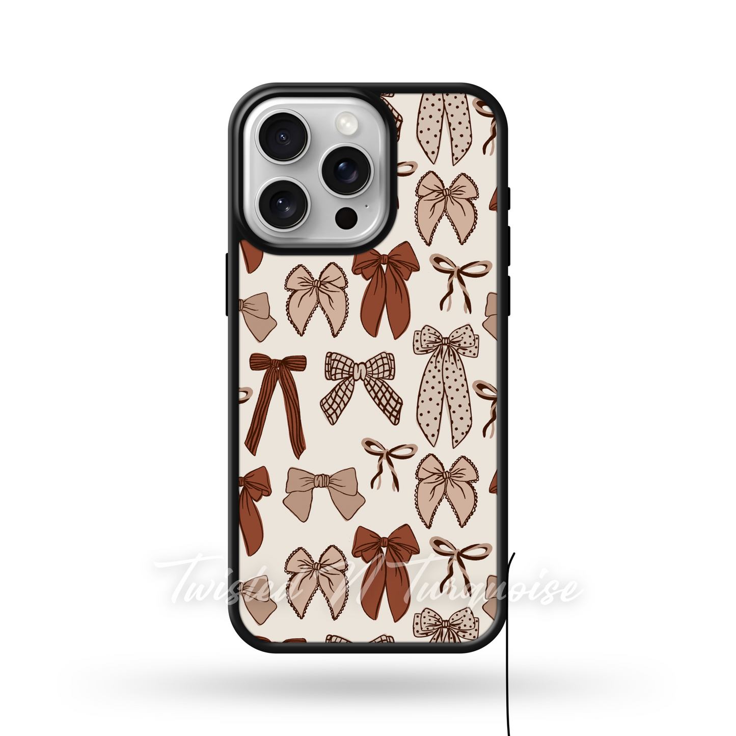 Brown Boho Bows Coquette Edge Phone Case