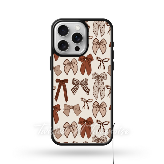 Brown Boho Bows Coquette Edge Phone Case
