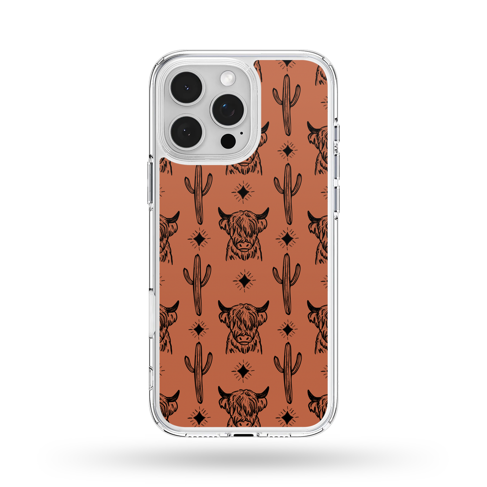 Burnt Orange Highland Cow Phone Case iPhone 17 Pro / Black Edge NON MagSafe / Glossy Finish Burnt Orange Highland Cow Phone Case iPhone 17 Pro / Black Edge NON MagSafe / Glossy Finish