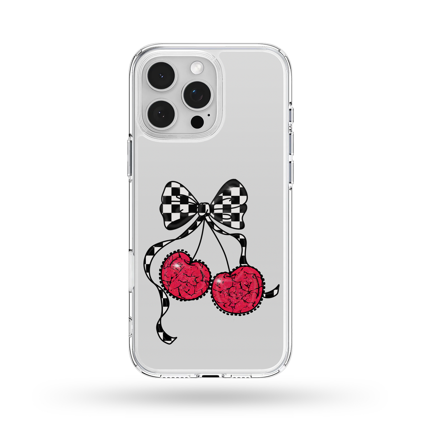 Checkered Cherry Bow MagSafe Compatible Phone Case