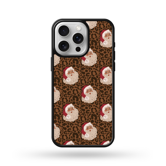 Trendy Cheetah Christmas Santa Phone Case