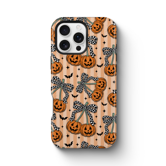 Pumpkin Checkered Cherries Halloween Tough Magnetic Mobile Phone Case