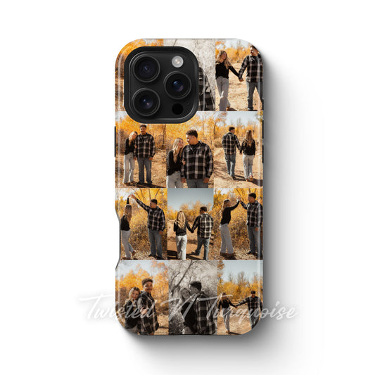 Custom Photo Collage Tough Magnetic Mobile Phone Case Customizable Personalized Family Couple Married Engaged Photo Case