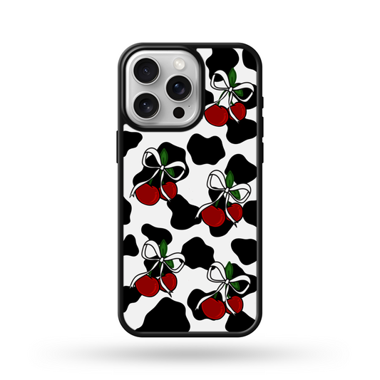 Cowprint Cherry Bow MagSafe Compatible Phone Case