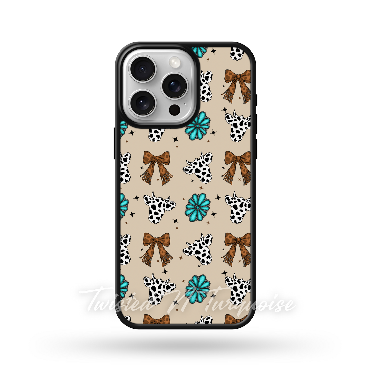 Cows and Bows Western Turquoise Edge Phone Case