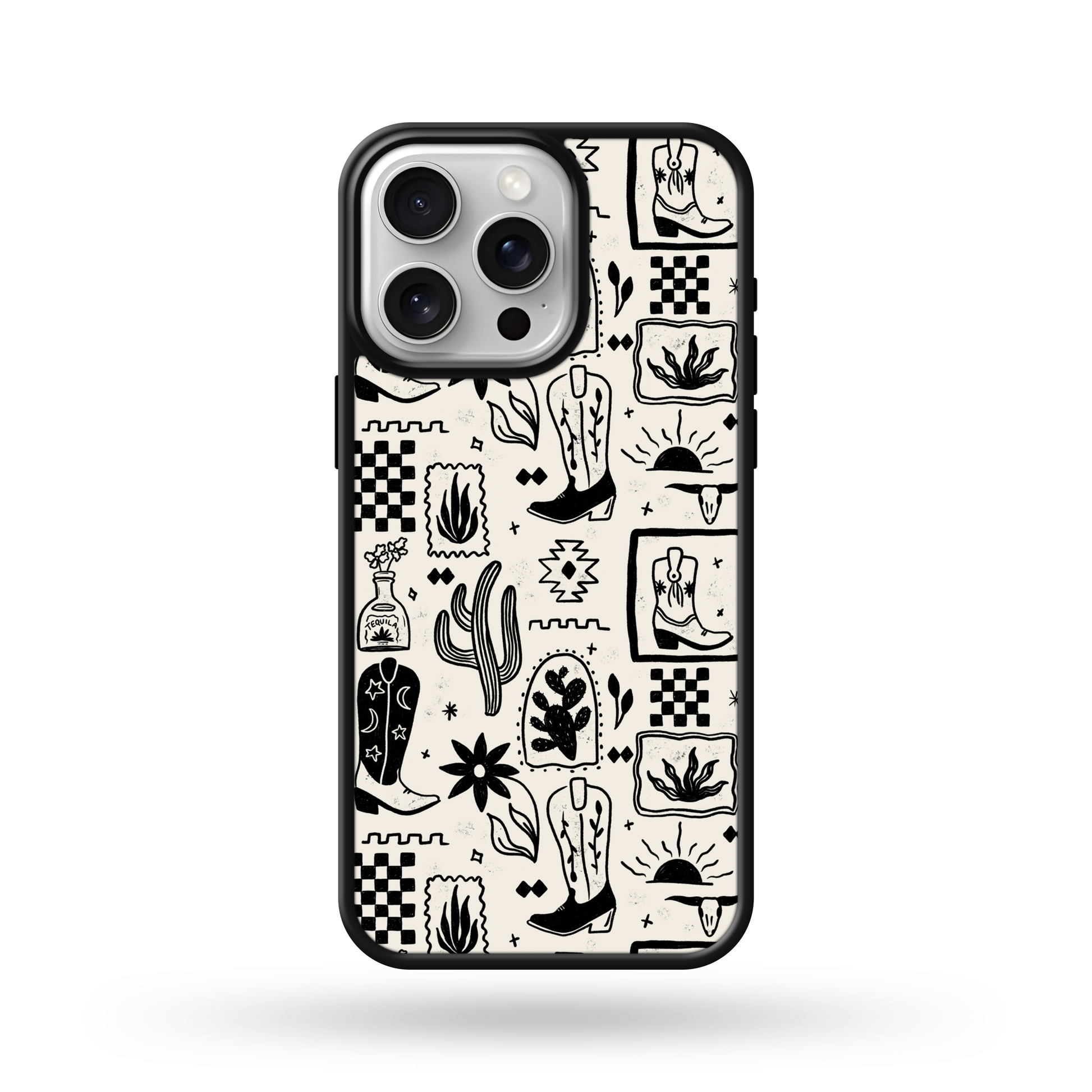 Desert Cowgirl Phone Case iPhone 17 / Black Edge NON MagSafe / Glossy Finish Desert Cowgirl Phone Case iPhone 17 / Black Edge NON MagSafe / Glossy Finish